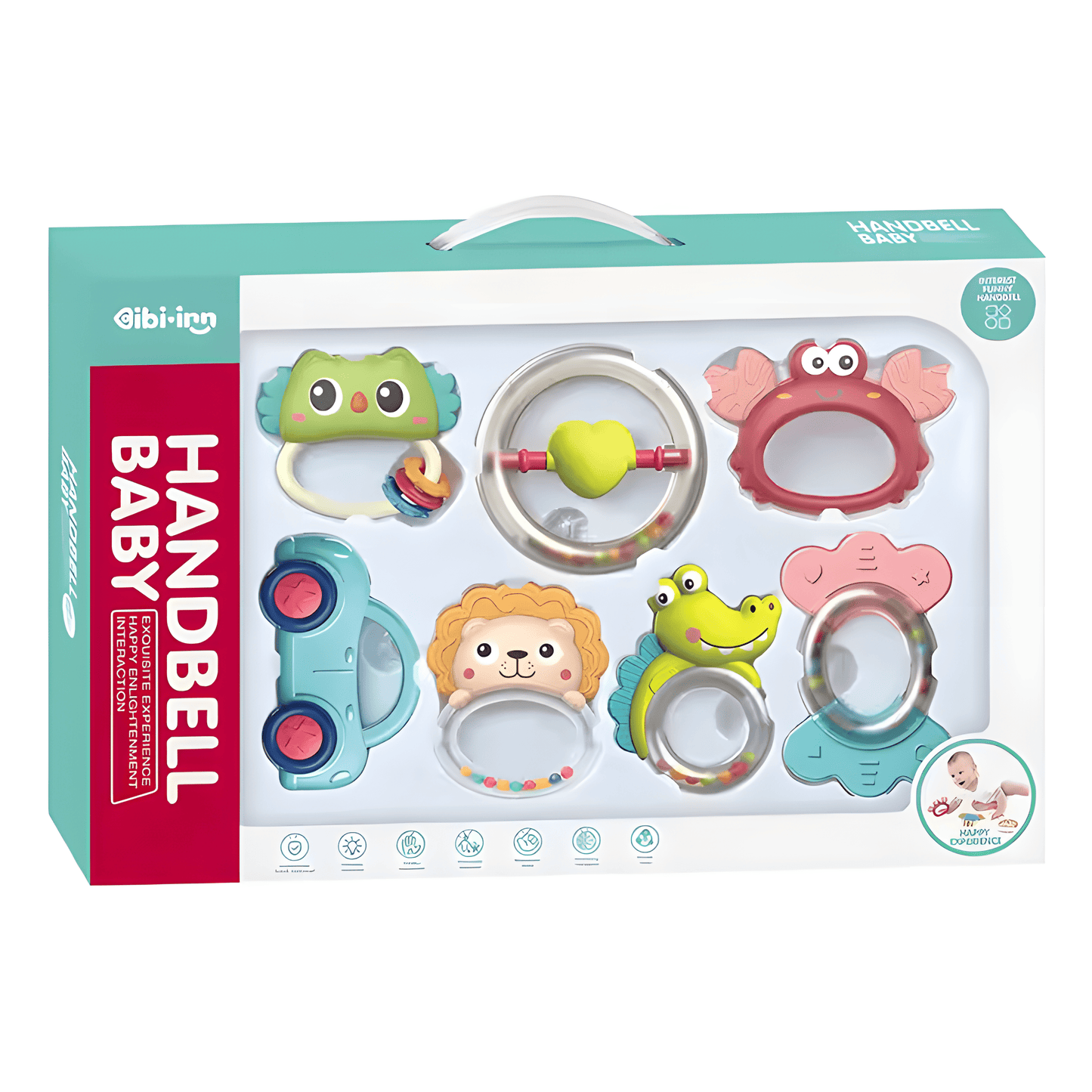 Set de Sonajeros para Bebé - 7 Piezas con Mordedor y Estimulación Sensoria