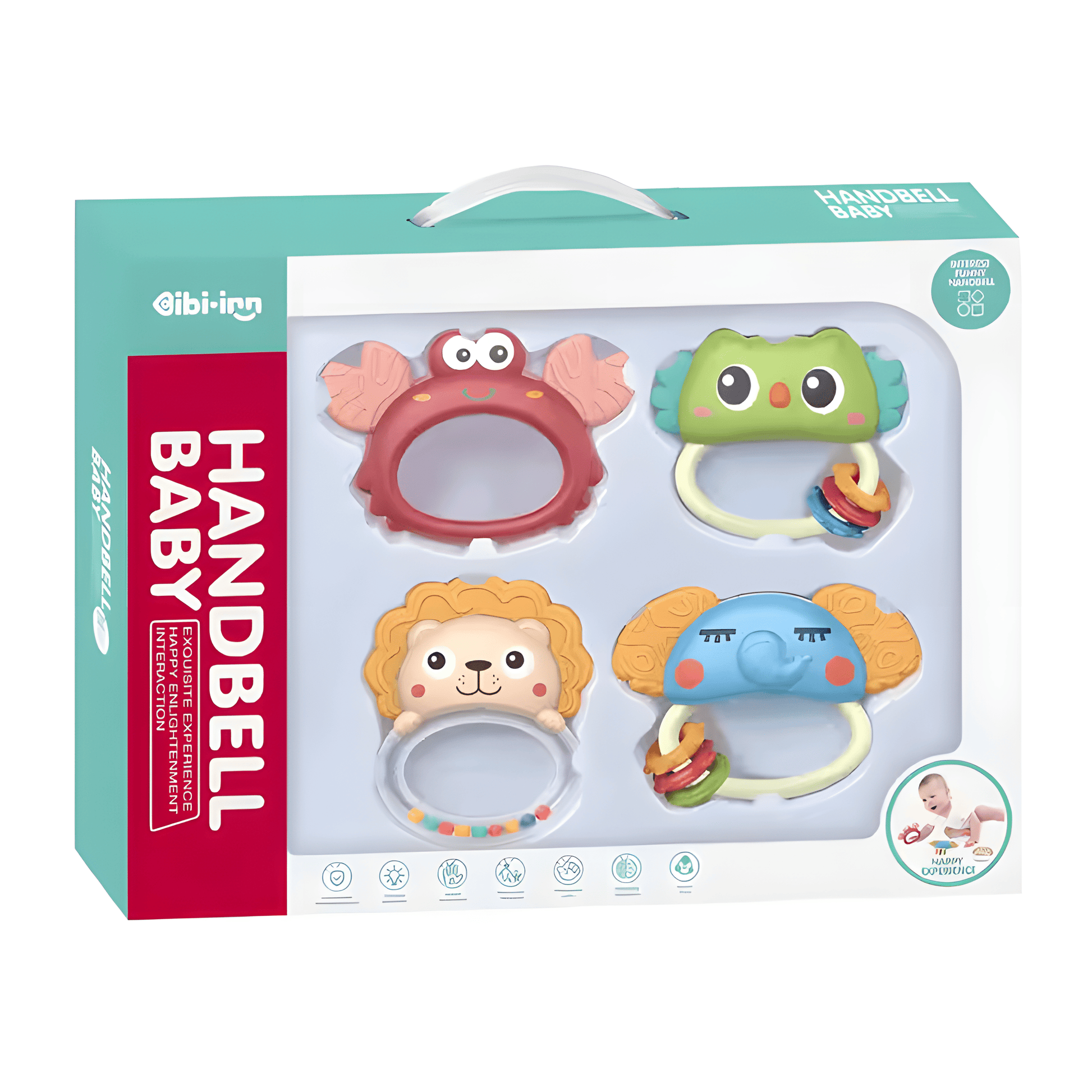 Set de Sonajeros para Bebé - 4 Piezas con Diseños de Animales