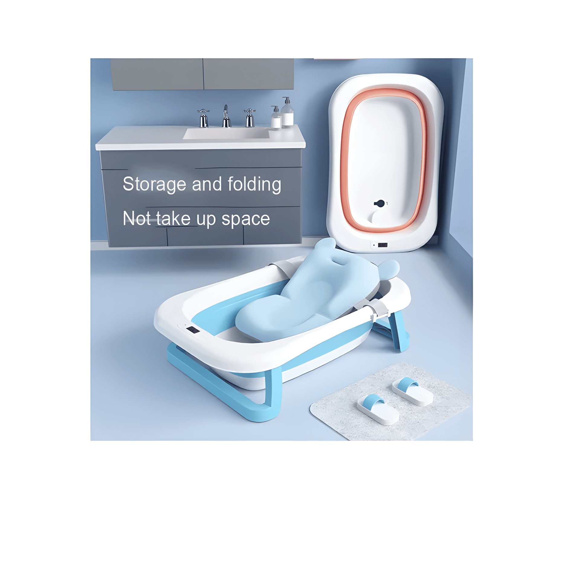 Bañera Plegable Para Bebé Con Temrmometro & Cojin