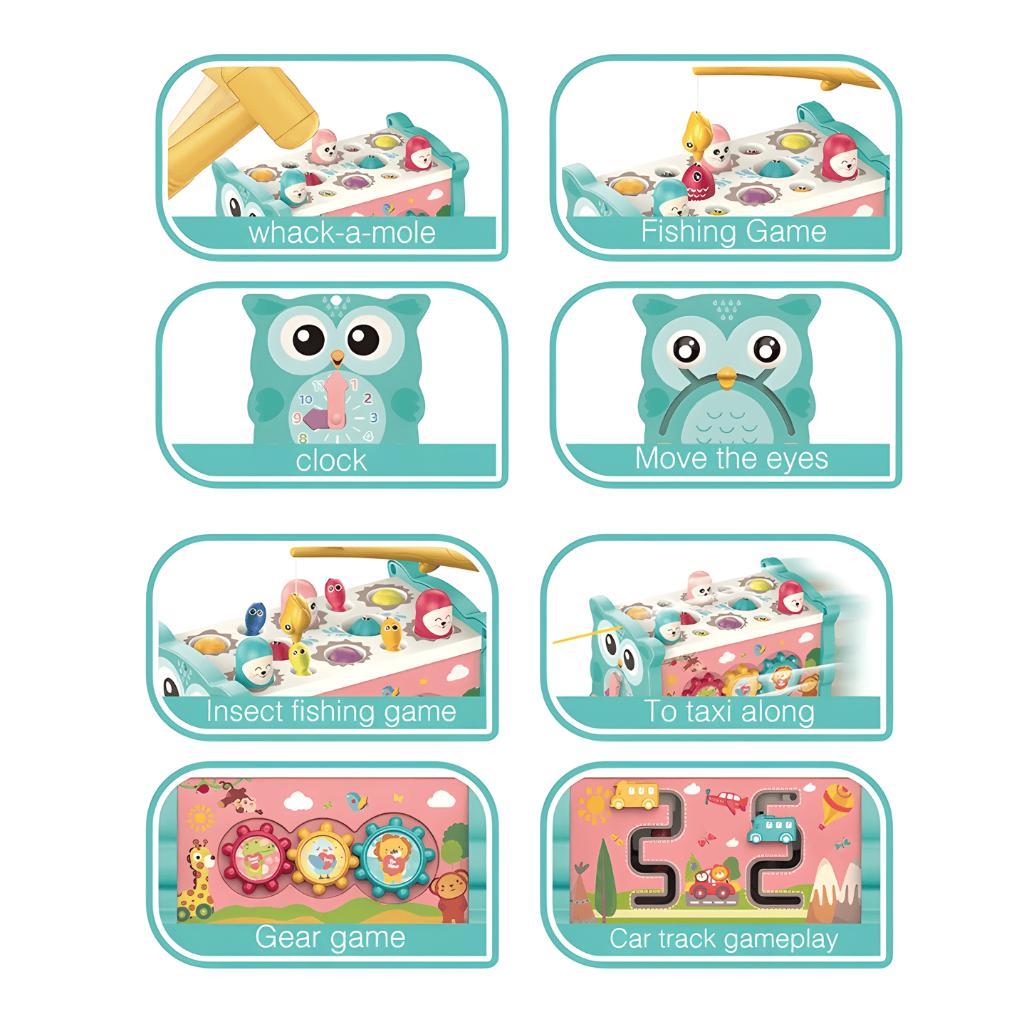 Juguete Didáctico Montessori 7 en 1 🦉🎣 – Diversión y Aprendizaje para Pequeños Exploradores