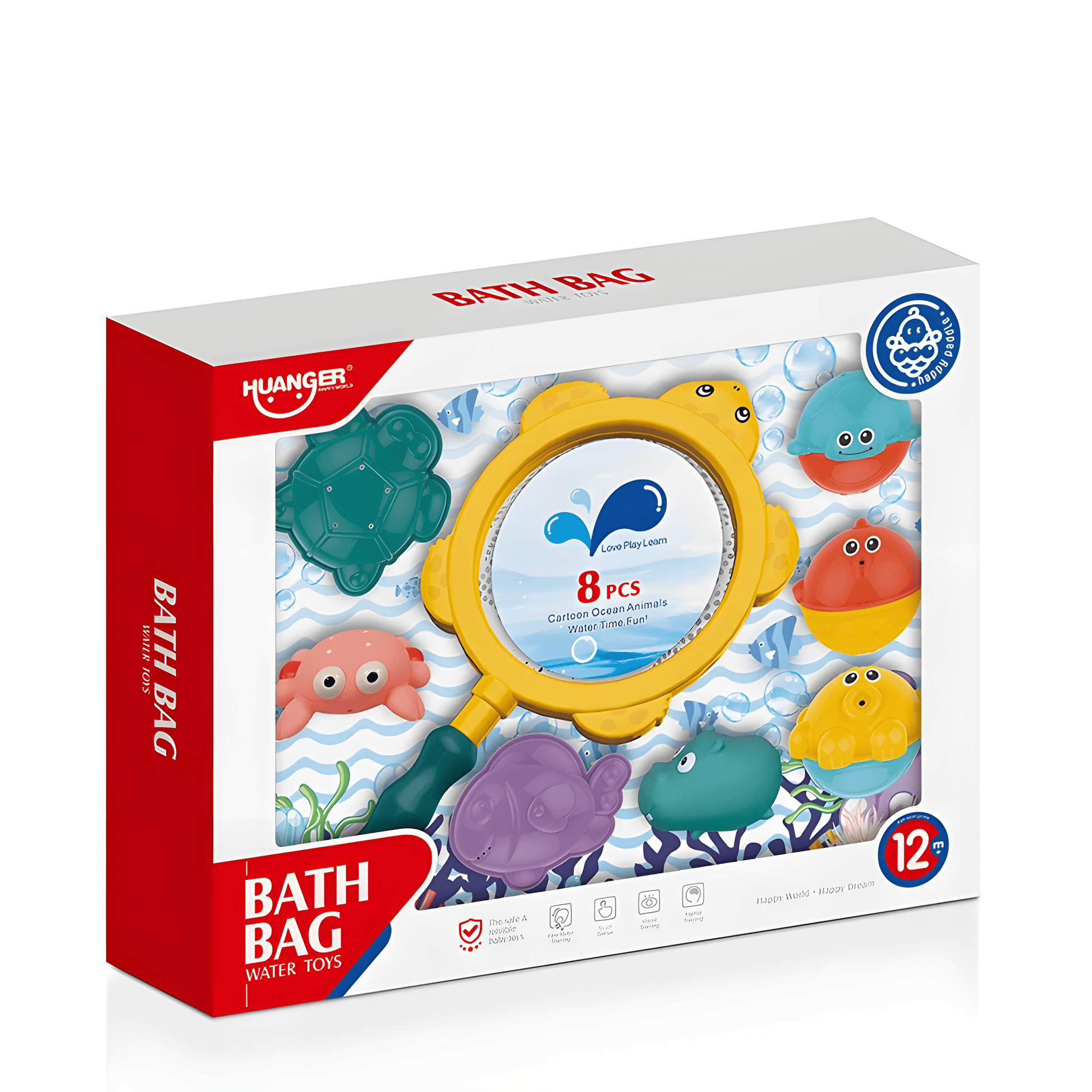 Set de Juguetes para el Baño - 8 Piezas con Red y Animalitos Marinos