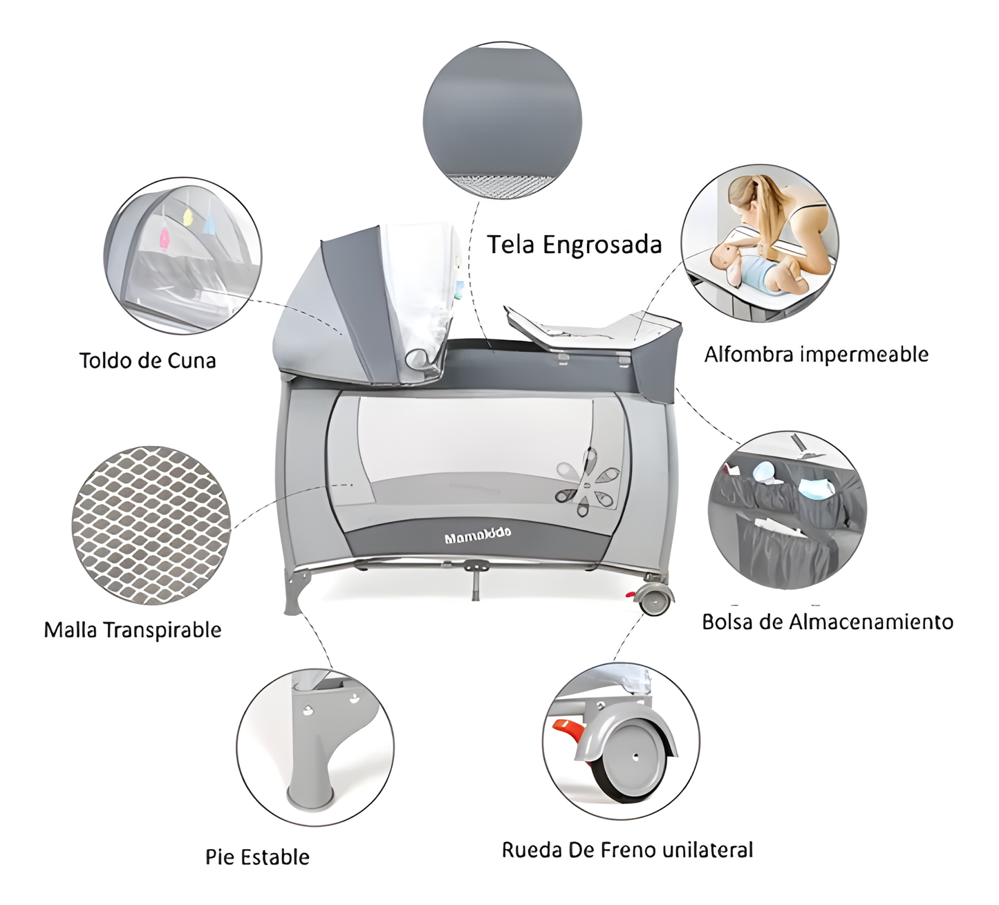 Cuna Corral Camping Plegable con Toldillo