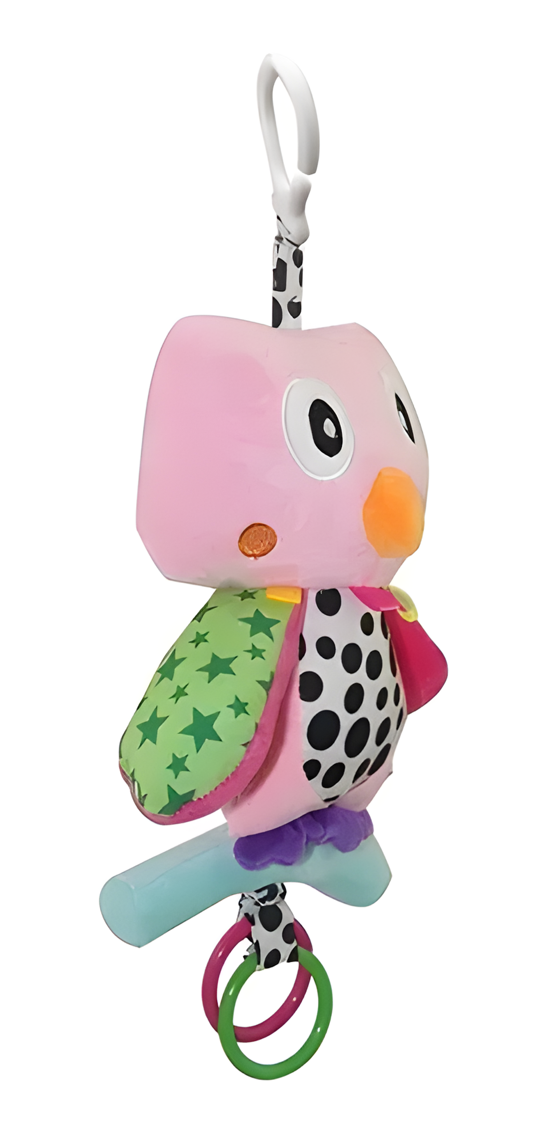 Peluche Sonajero para Bebé - Búho Sensorial con Mordedor