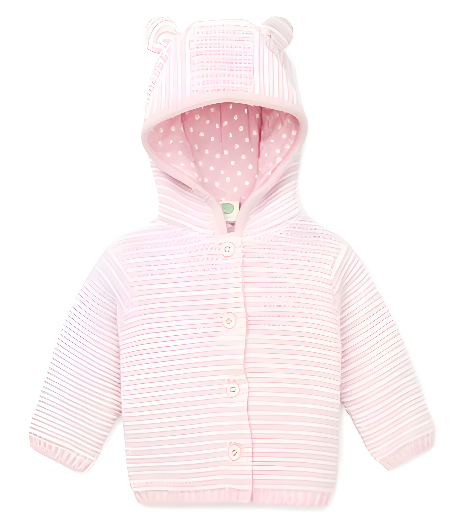 Sueter saco en lana capucha bebe rosa