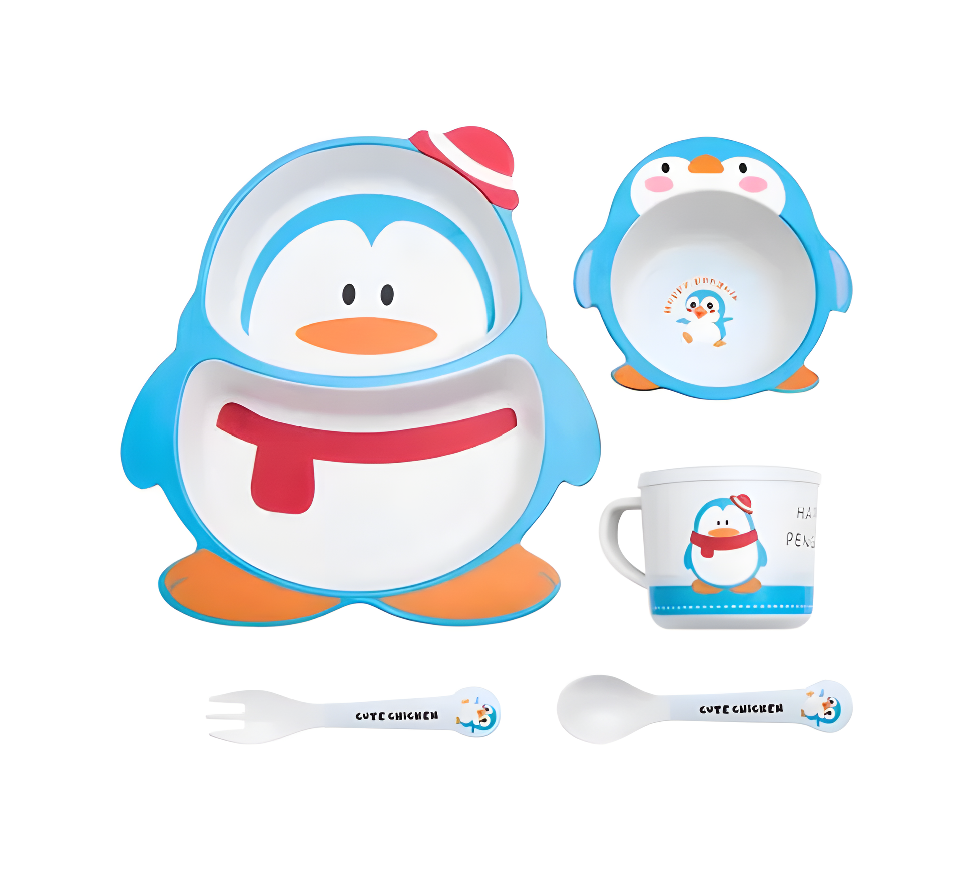 Pingüino Vajilla Bambú