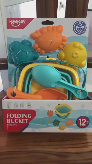 Set de Juguetes de Playa - Balde Plegable con Moldes y Herramienta